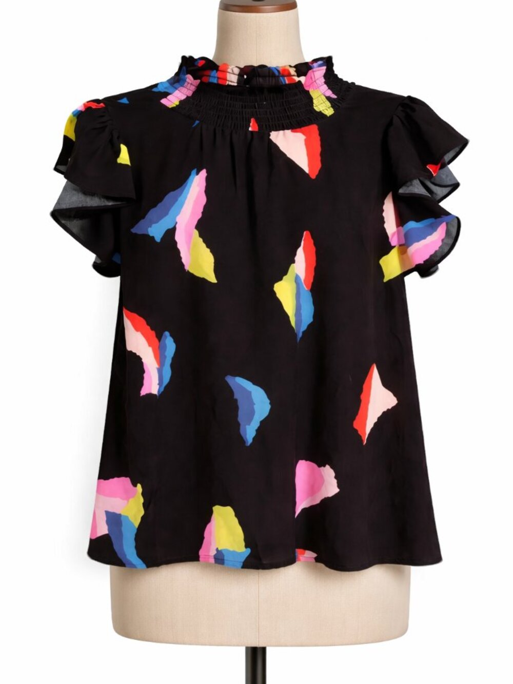 THML Veronica Black Multi Abstract Print Top S